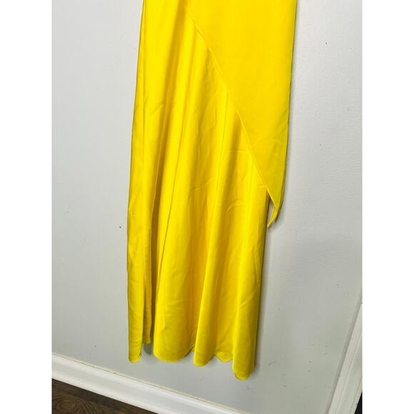 SAUNDERS COLLECTIVE Women's Yellow Lara Slip Satin Cocktail Dress Size 2 - Picture 11 of 12
